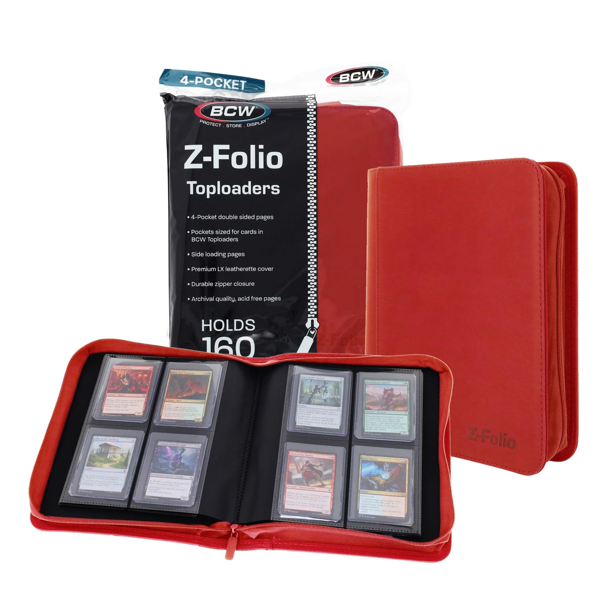 Album ボードケース BCW Z-Folio 4-Pocket LX Album – Red | Holds 160 Standard